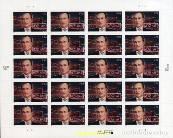 Sellos: 153887 MNH ESTADOS UNIDOS 2004 CENTENARIO DEL NACIMIENTO DE MOSS HART