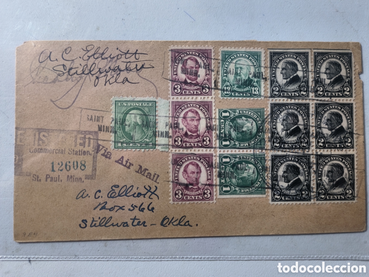 Sellos: USA, espectacular sobre certificado primer vuelo Chicago -twin cities ,a&ntilde;o 1926