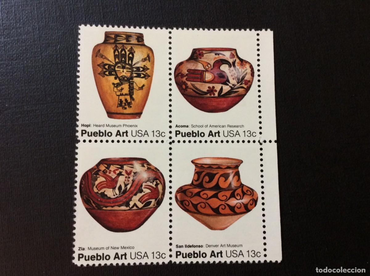 Sellos: ESTADOS UNIDOS N&ordm; YVERT 1152/5*** A&Ntilde;O 1977. ARTE DE LOS INDIOS