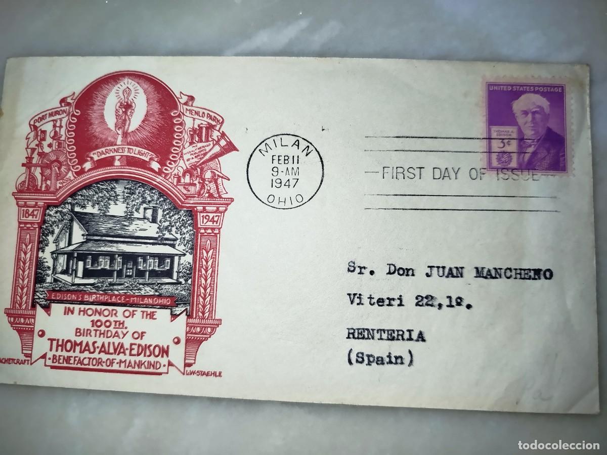 Sellos: USA FIRST DAY OF ISSUE 1er. CENTENARIO INVENTOR ELECTRICIDAD THOMAS ALVA EDISON