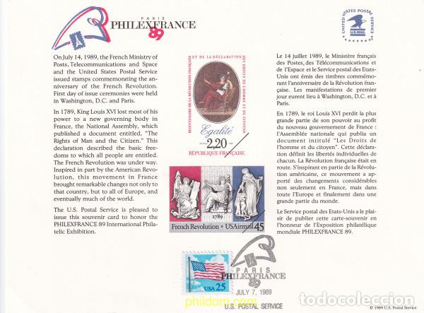 Sellos: 761246 USED ESTADOS UNIDOS 1989 BICENTENARIO DE LA REVOLUCION FRANCESA