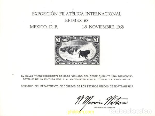 Sellos: 730809 MNH ESTADOS UNIDOS 1969 EXPOSICION FILATELICA INTERNACIONAL EFIMEX-68 - MEXICO FD