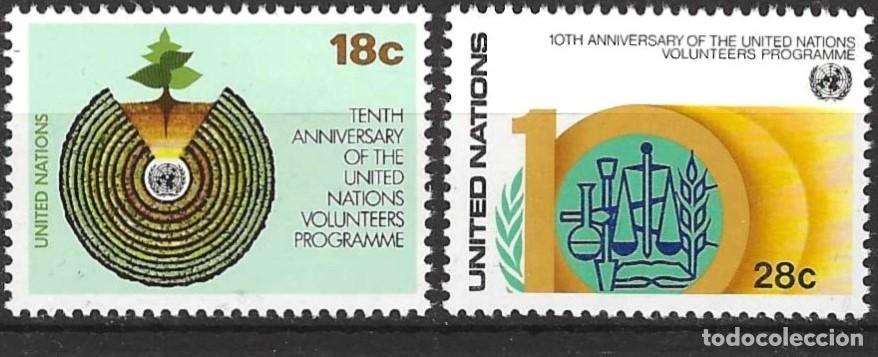 Sellos: Naciones Unidas (Nueva York) 1981 - Mi 389 y 390 - YT 357 y 358 - Los voluntarios de la ONU - MNH**