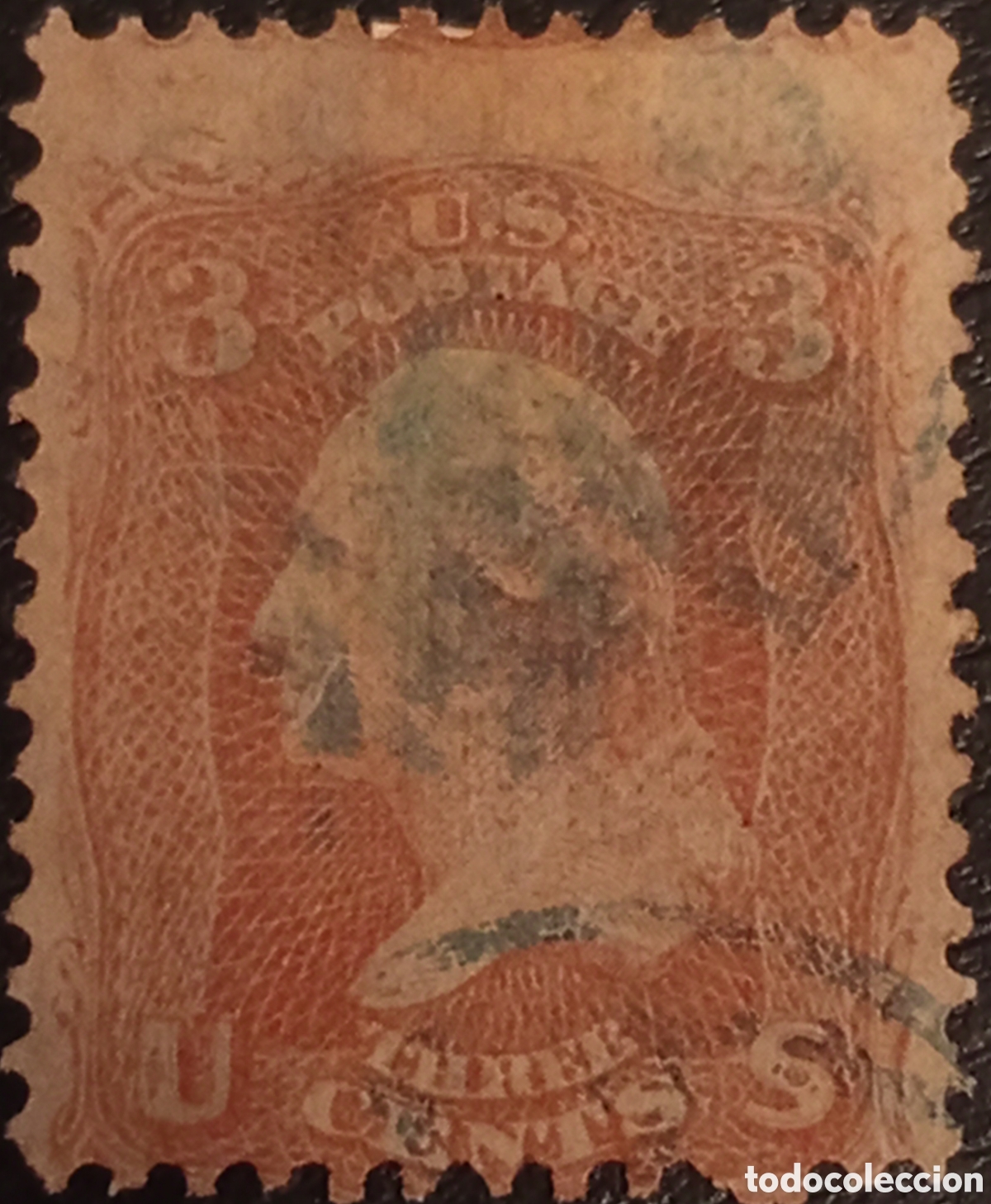 Sellos: Sello EE.UU. 1861 3c Rosa Washington - Cat Scott #65 Usado