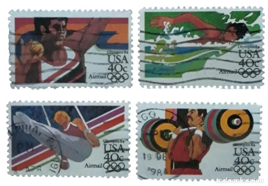 Sellos: ESTADOS UNIDOS 1983. Juegos Ol&iacute;mpicos 1984. SERIE COMPLETA. USADO.