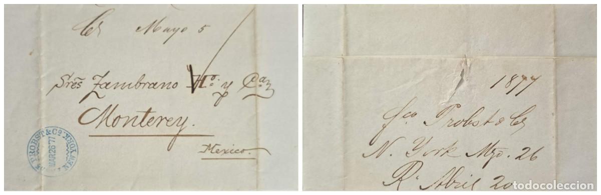 Sellos: O) 1877 UNITED STATES -USA, PROBST AND Co, NEW YORK, CANCELLATION, PREHILATELIC, PESTAMP, CIRCULATE