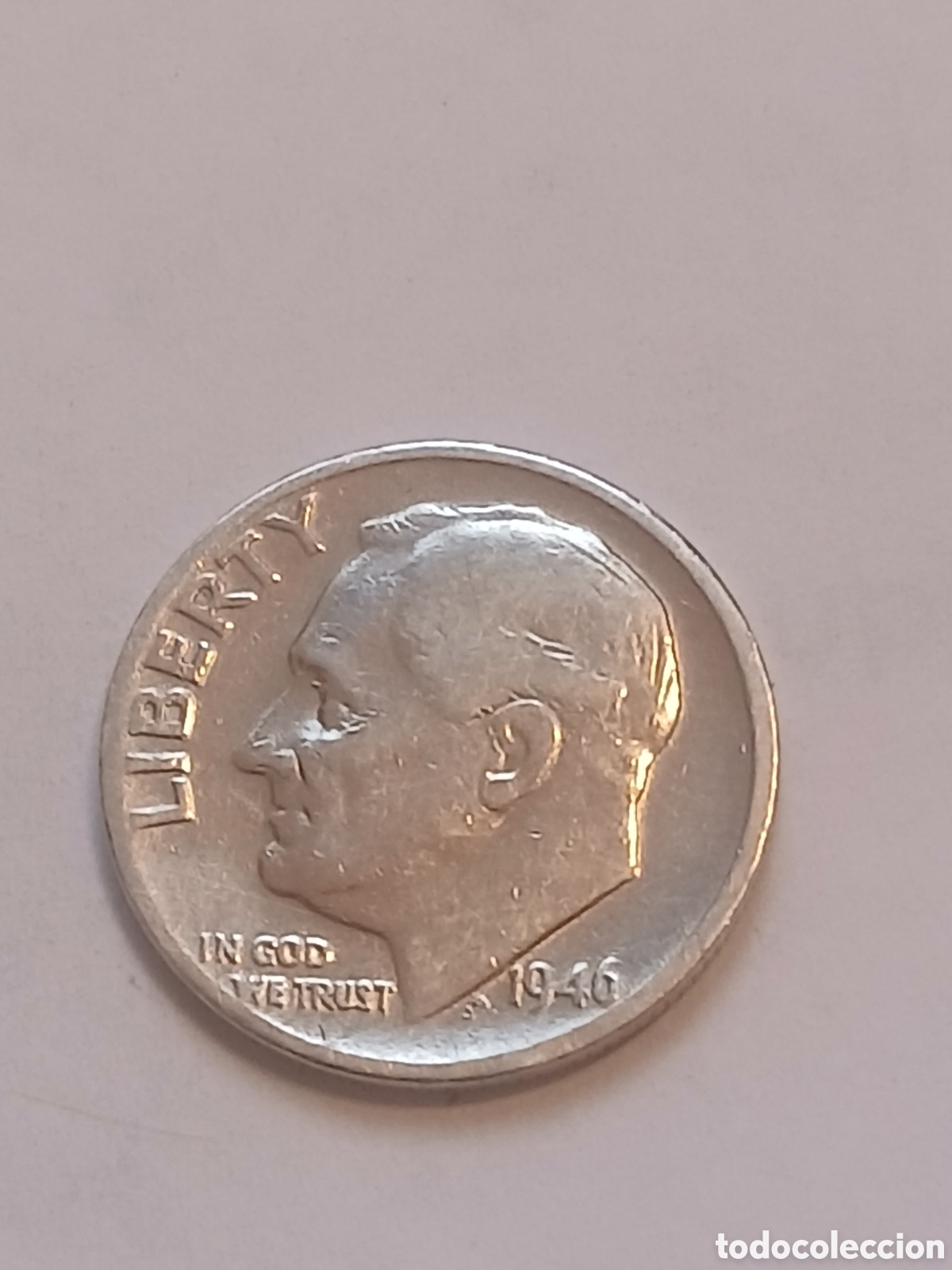 Sellos: 10 C&eacute;ntimos Roosevelt 1946 Plata 900 Estados Unidos USA Silver Dime