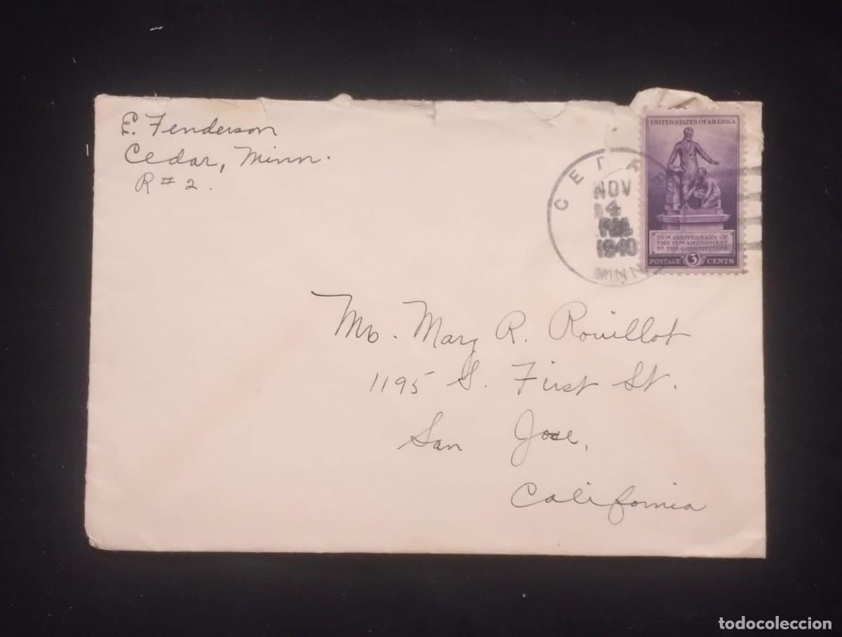 Sellos: TS) 1940 UNITED STATES, COVER SENT TO CALIFORNIA, USA,WITH ABRAHAM LINCOLN AND ARCHER ALEXANDER STAM