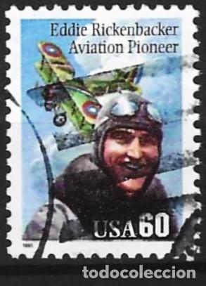 Sellos: Estados Unidos 1995 - Mi 2642 - YT 2441 - Eddie Rickenbacker y su av&iacute;on