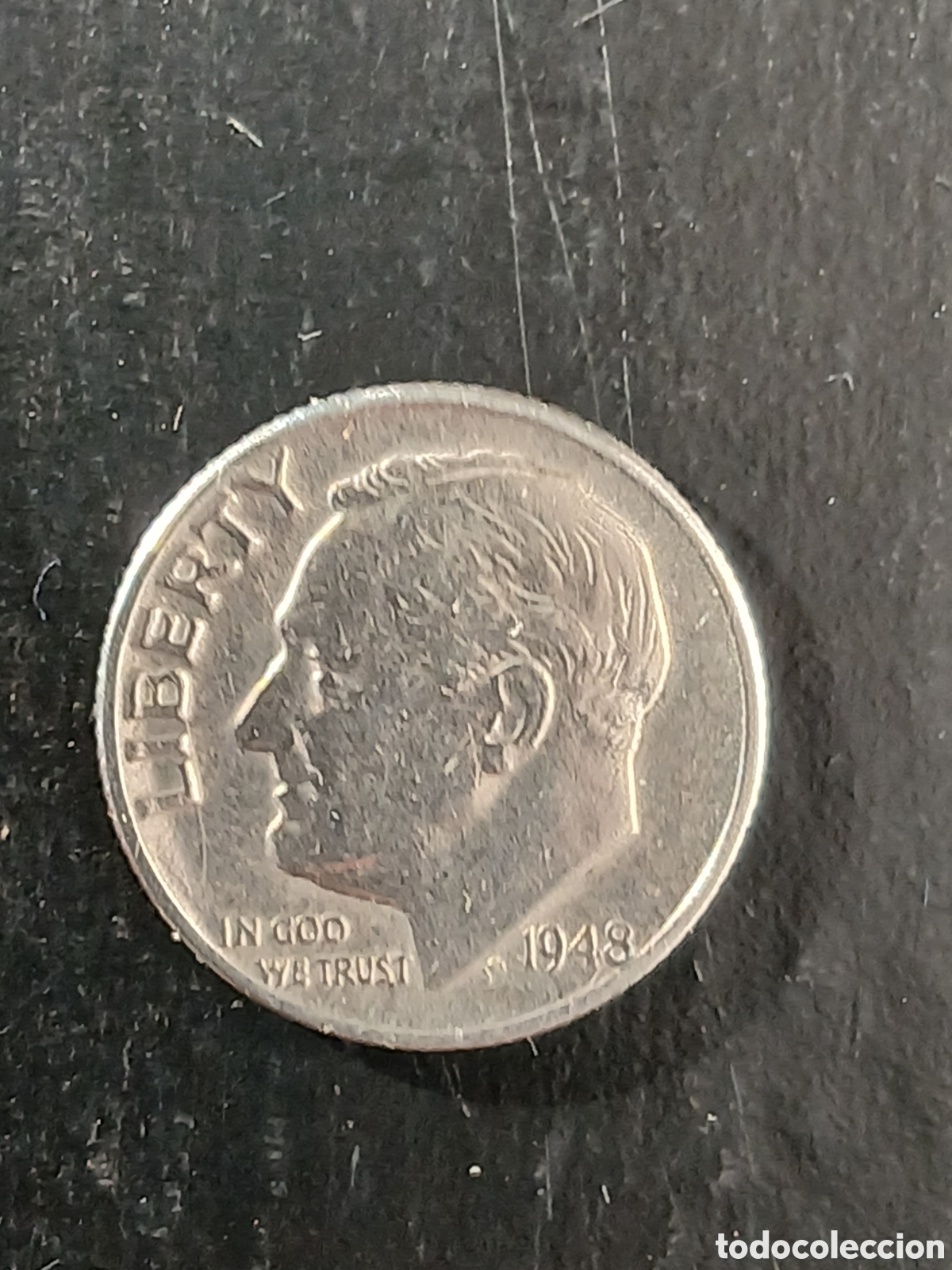 Sellos: 10 C&eacute;ntimos Roosevelt 1948 Plata 900 Estados Unidos USA Silver Dime