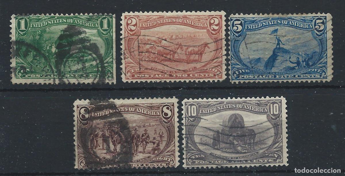 Sellos: &Eacute;tats-Unis N&deg;129/30 + 131/33 Obl (FU) 1898 - Exposition d'Omaha