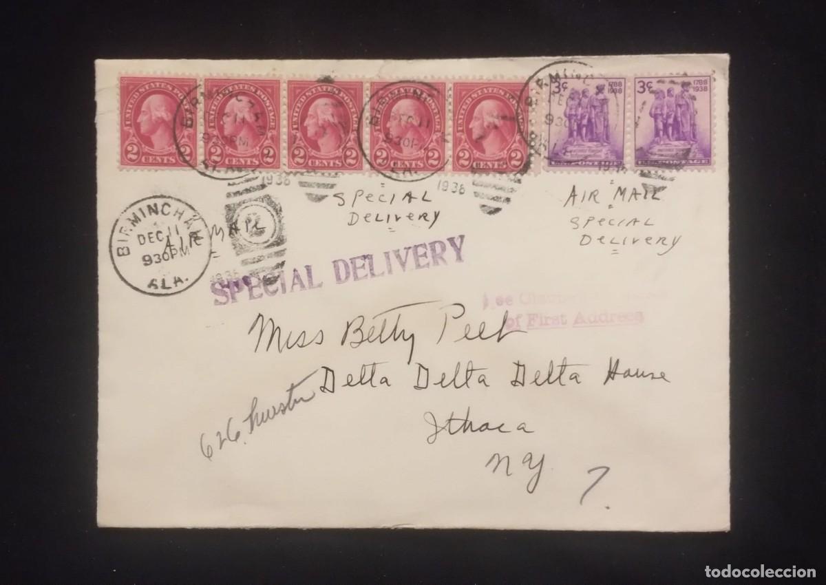 Sellos: TS) 1930 UNITED STATES, BARREL CANCELLATION, SPECIAL DELIVERY, AIRMAIL, PRESIDENT GEORGE WASHINGTON,