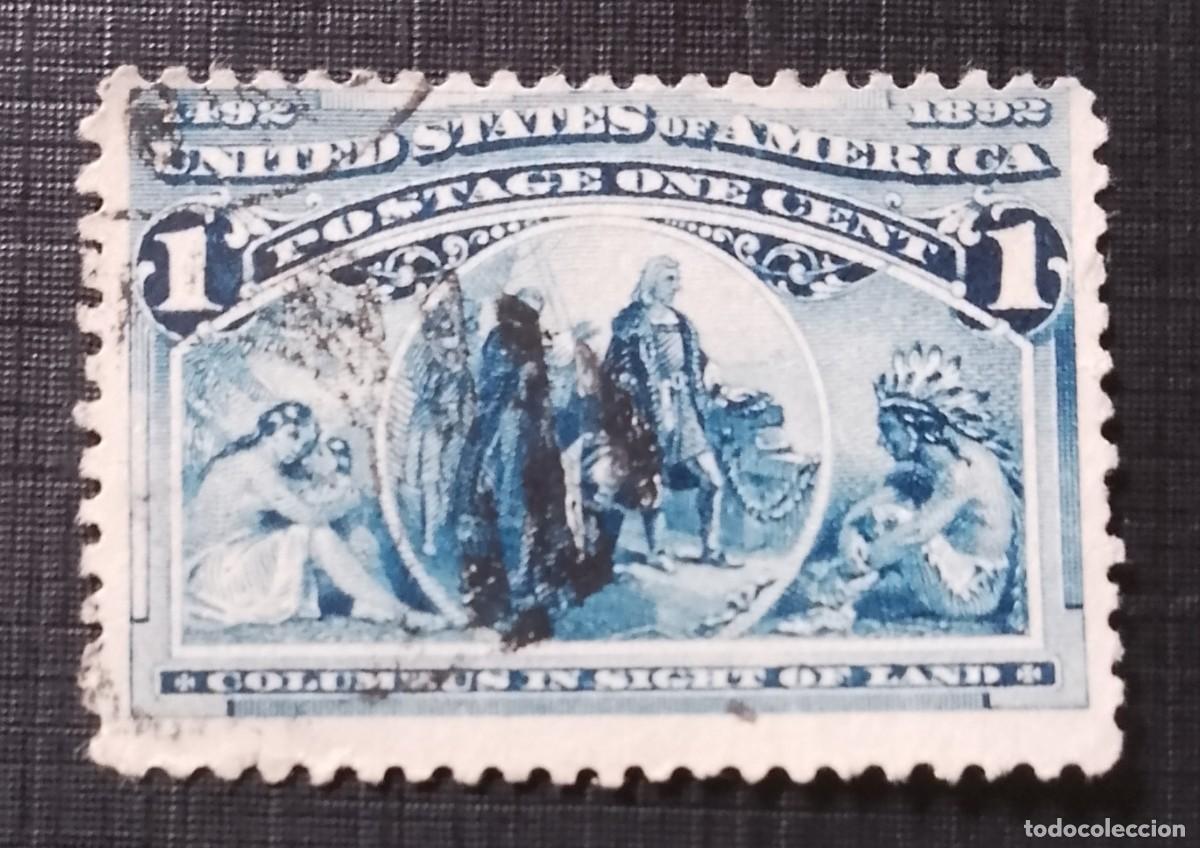 Sellos: ESTADOS UNIDOS - FRANQUEO 1 CENTAVO - A&Ntilde;O 1892 - COL&Oacute;N AVISTANDO TIERRA