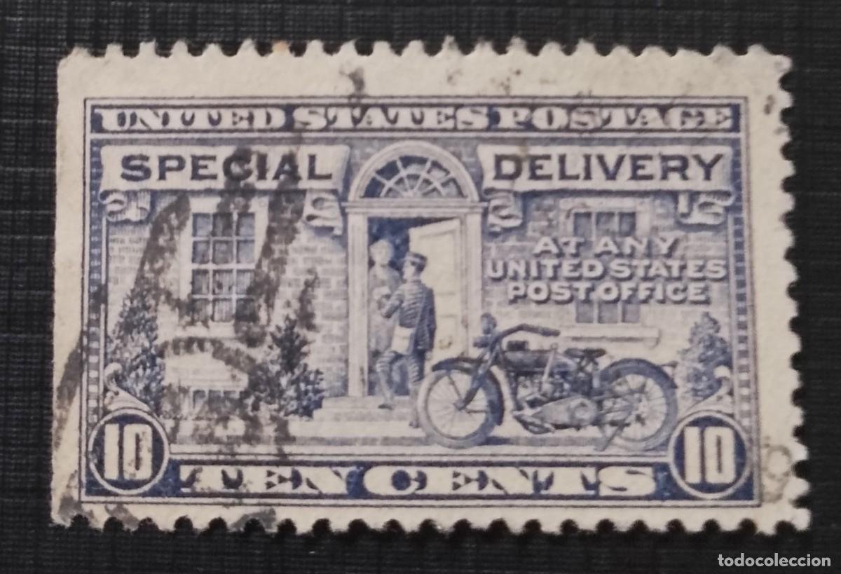 Sellos: ESTADOS UNIDOS - 10 C&Eacute;NTIMOS - A&Ntilde;O 1927 - SERVICIO, ENTREGA ESPECIAL, CARTERO CON MOTOCICLETAS