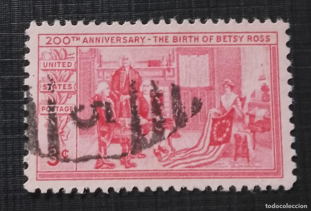 Sellos: ESTADOS UNIDOS - V/F 3 C - A&Ntilde;O 1952 - 200&ordm; ANIVERSARIO DEL NACIMIENTO DE BETSY ROSS