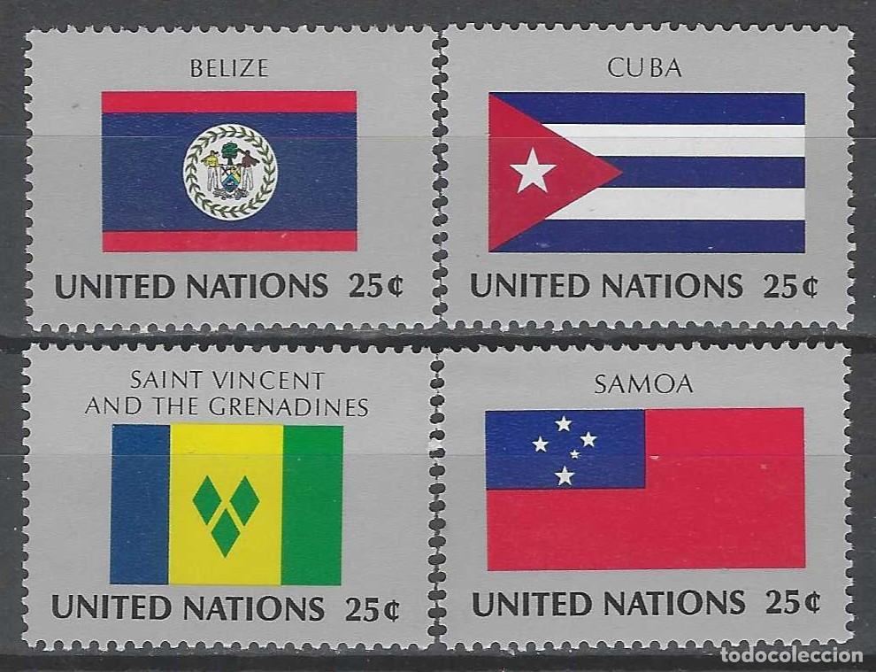 Sellos: NACIONES UNIDAS NUEVA YORK 1988 - BANDERAS, S.COMPLETA - MSG