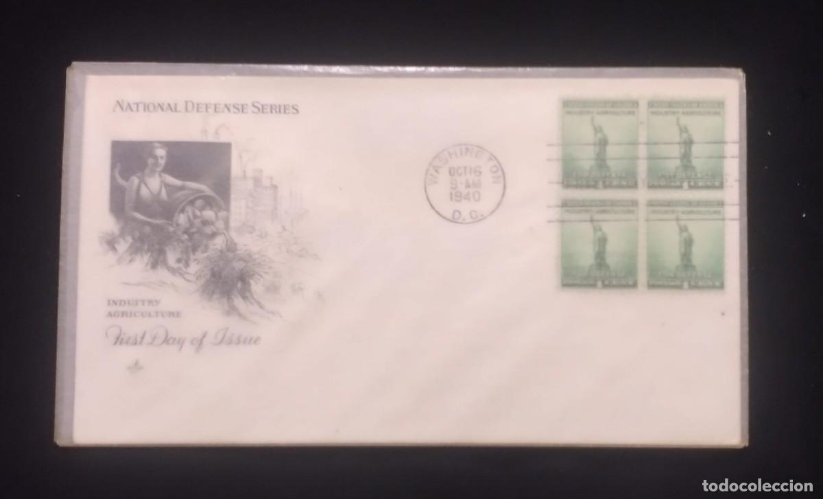 Sellos: TS) 1940 UNITED STATES, FDC,AIRMAIL, WITH THE NATIONAL DEFENSE SERIES AND THE STATUE OF LIBERTY,XF.