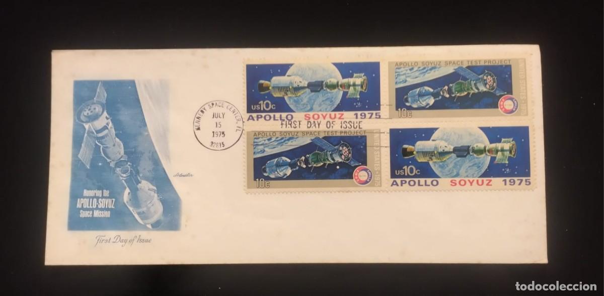 Sellos: TS) 1975 UNITED STATES, FDC, THE APOLLO-SOYUZ TEST PROJECT IS COMMEMORATED,XF.