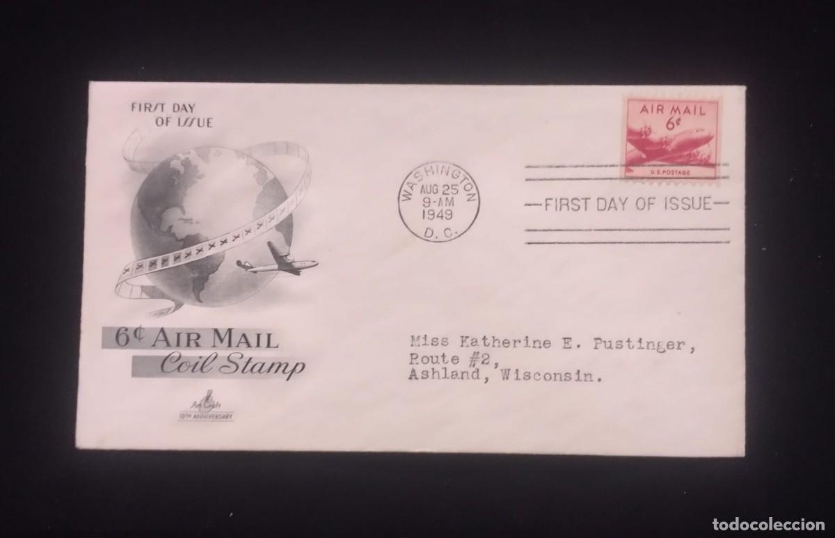 Sellos: TS) 1949 UNITED STATES, FDC,AIRMAIL, COMMEMORATES THE 10TH ANNIVERSARY OF ART CRAFT AND A FOUR-ENGIN