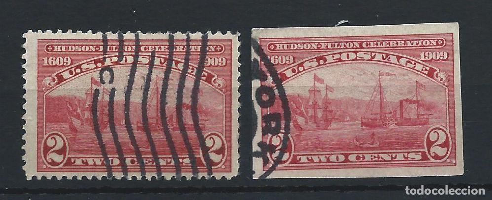 Sellos: &Eacute;tats-Unis N&deg;181/81a Obl (FU) 1909 - Navigation &agrave; vapeur sur l'Hudson