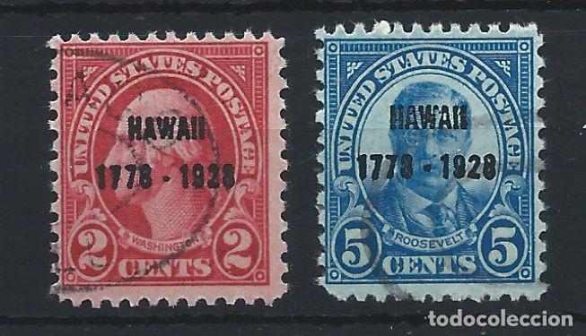 Sellos: &Eacute;tats-Unis N&deg;277/78 Obl (FU) 1928 - D&eacute;couverte des &Icirc;les Hawii par Cook