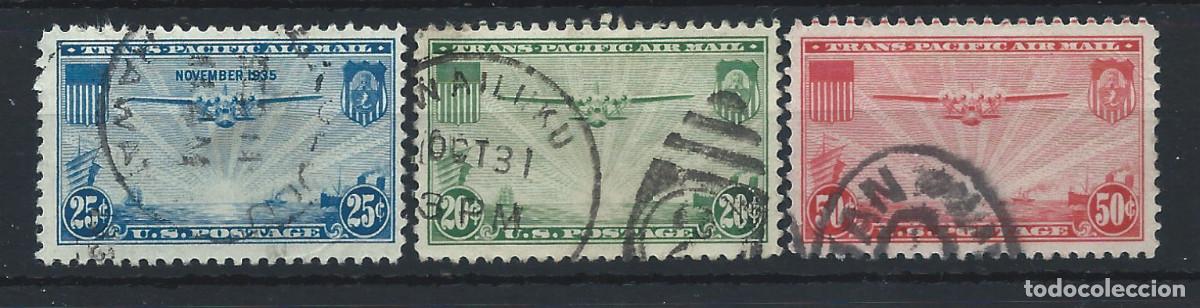 Sellos: &Eacute;tats-Unis PA N&deg;21/23Obl (FU) 1935/37 - Avion Clipper &rdquo;China&rdquo;