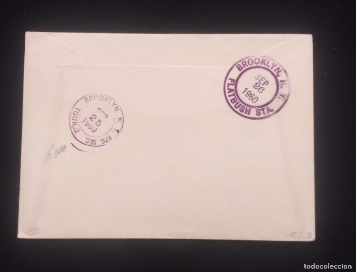 Sellos: TS) 1960 UNITED STATES, WITH REGISTRATION NUMBER,THE ENVELOPE PASSED THROUGH THE FLATBUSH BRANCH IN
