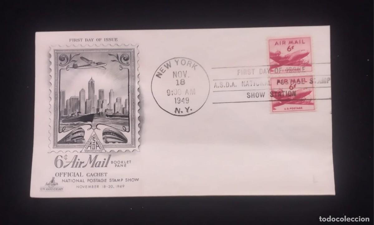 Sellos: TS) 1949 UNITED STATES, FDC,CANCELLATION SLOGAN,AIRMAIL, COMMEMORATES THE 10TH ANNIVERSARY OF ART CR