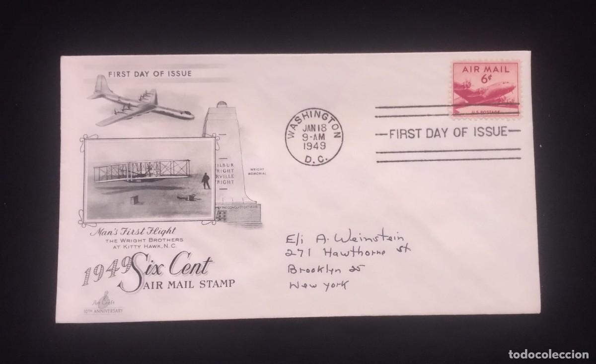 Sellos: TS) 1949 UNITED STATES, FDC,AIRMAIL, COMMEMORATES THE 10TH ANNIVERSARY OF ART CRAFT AND A FOUR-ENGIN