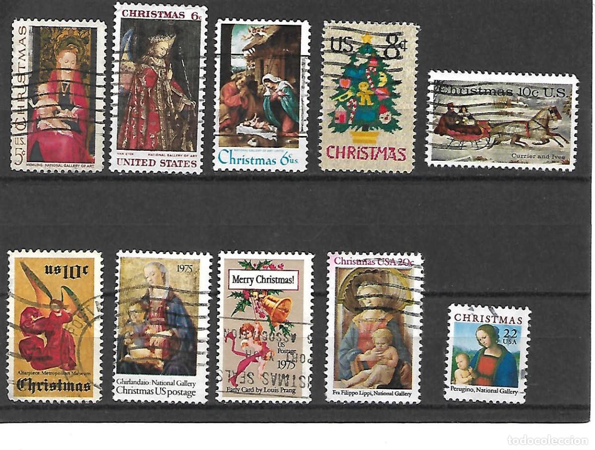 Sellos: lote 10 sellos de NAVIDAD de EE.UU., sellos a&ntilde;os 1967/86