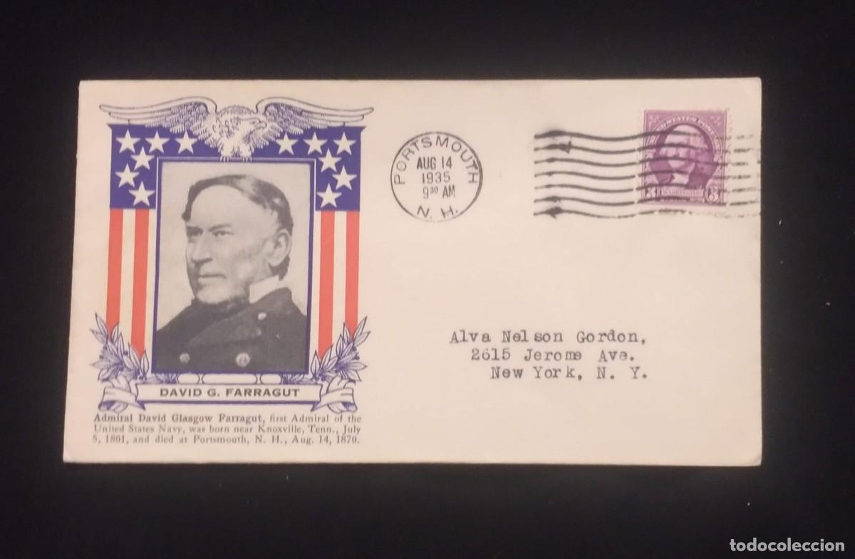 Sellos: TS) 1935 UNITED STATES, CANCELLATION STAMP, WITH THE 65TH ANNIVERSARY OF THE DEATH OF ADMIRAL DAVID