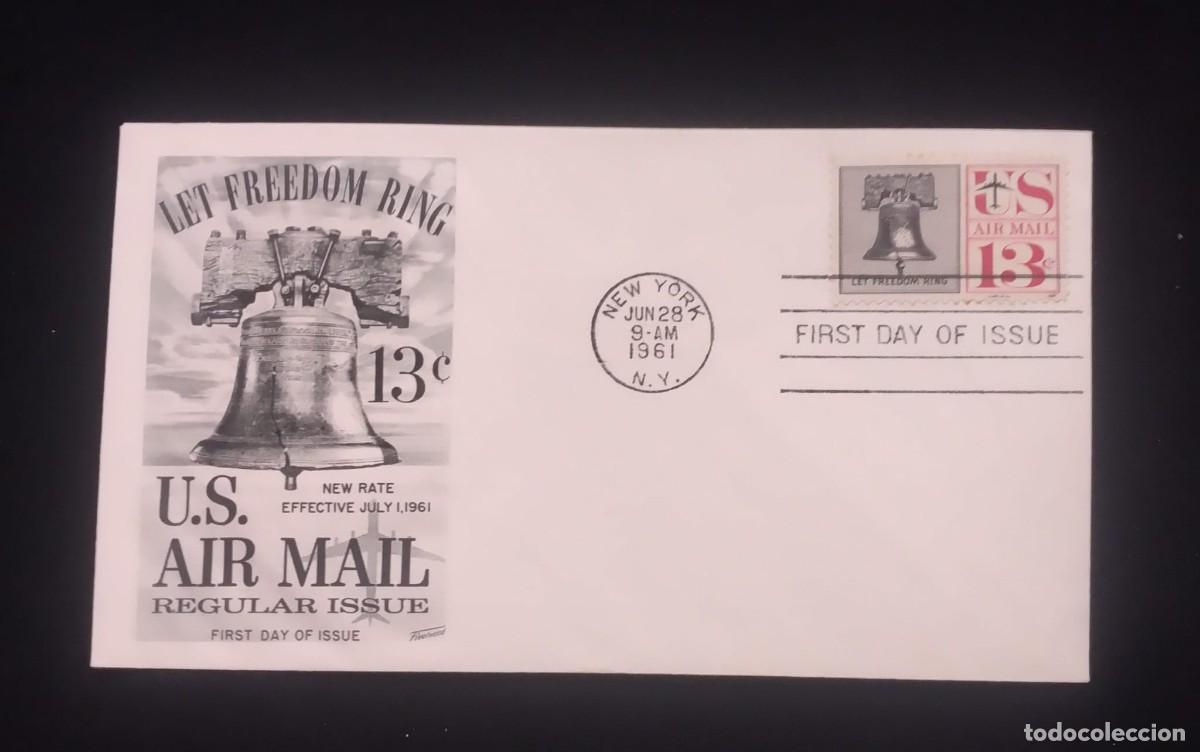 Sellos: TS) 1961 UNITED STATES, FDC, AIRMAIL, WITH PHILADELPHIA'S ICONIC LIBERTY BELL,XF.