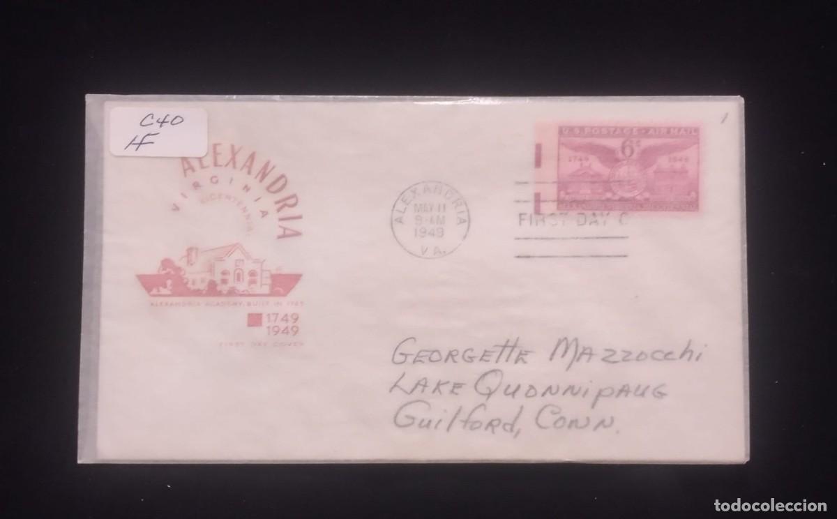 Sellos: TS) 1949 UNITED STATES, FDC, AIRMAIL, WITH THE COMMEMORATION OF THE BICENTENNIAL OF THE CITY OF ALEX