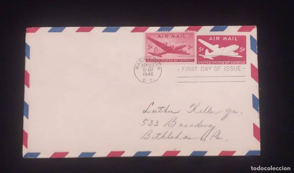Sellos: TS) 1946 UNITED STATES, FDC, POSTAL STATIONARY, AIRMAIL,XF.
