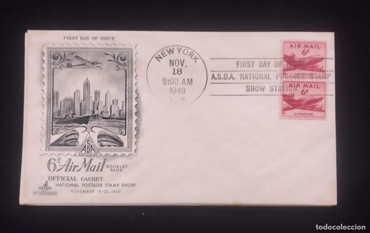 Sellos: TS) 1949 UNITED STATES, FDC,AIRMAIL, COMMEMORATES THE 10TH ANNIVERSARY OF ART CRAFT AND A FOUR-ENGIN