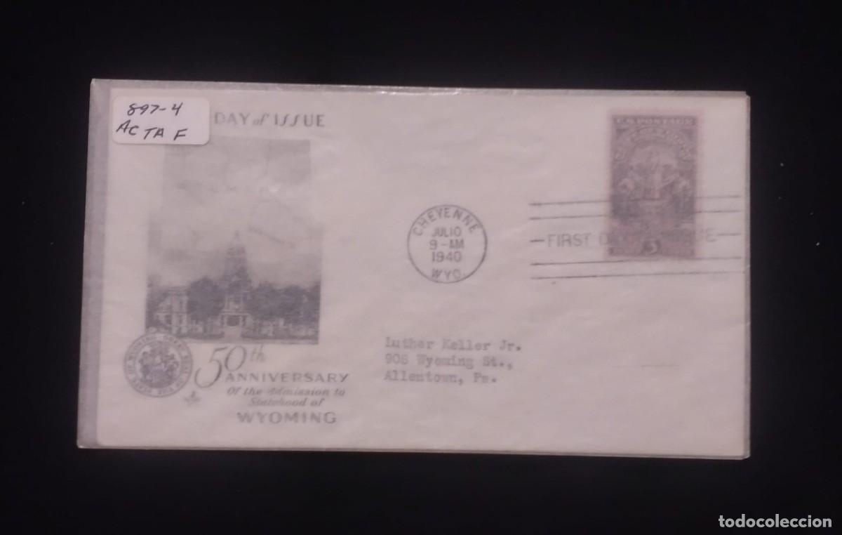 Sellos: TS) 1940 UNITED STATES, FDC, WITH THE 50TH ANNIVERSARY OF THE CREATION OF THE STATE OF WYOMING,VF.