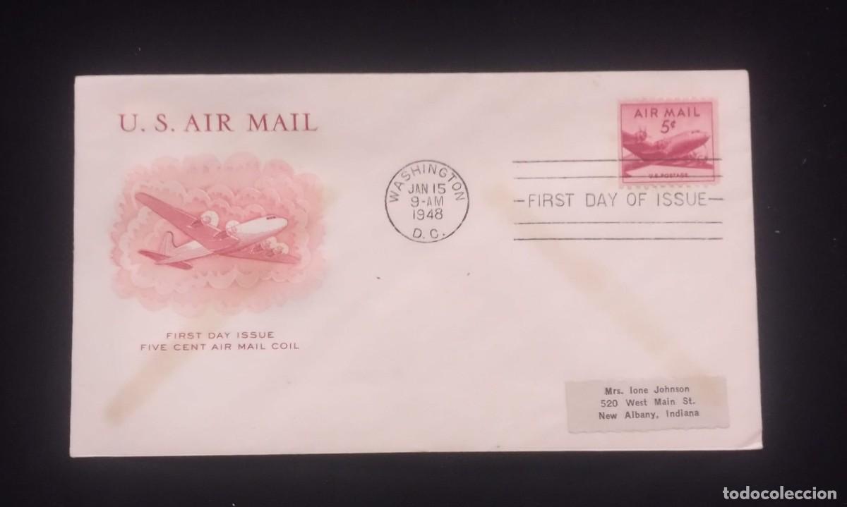 Sellos: TS) 1948 UNITED STATES, FDC,AIRMAIL, WITH A FOUR-ENGINE DOUGLAS DC-4 SKYMASTER AIRCRAFT,XF.