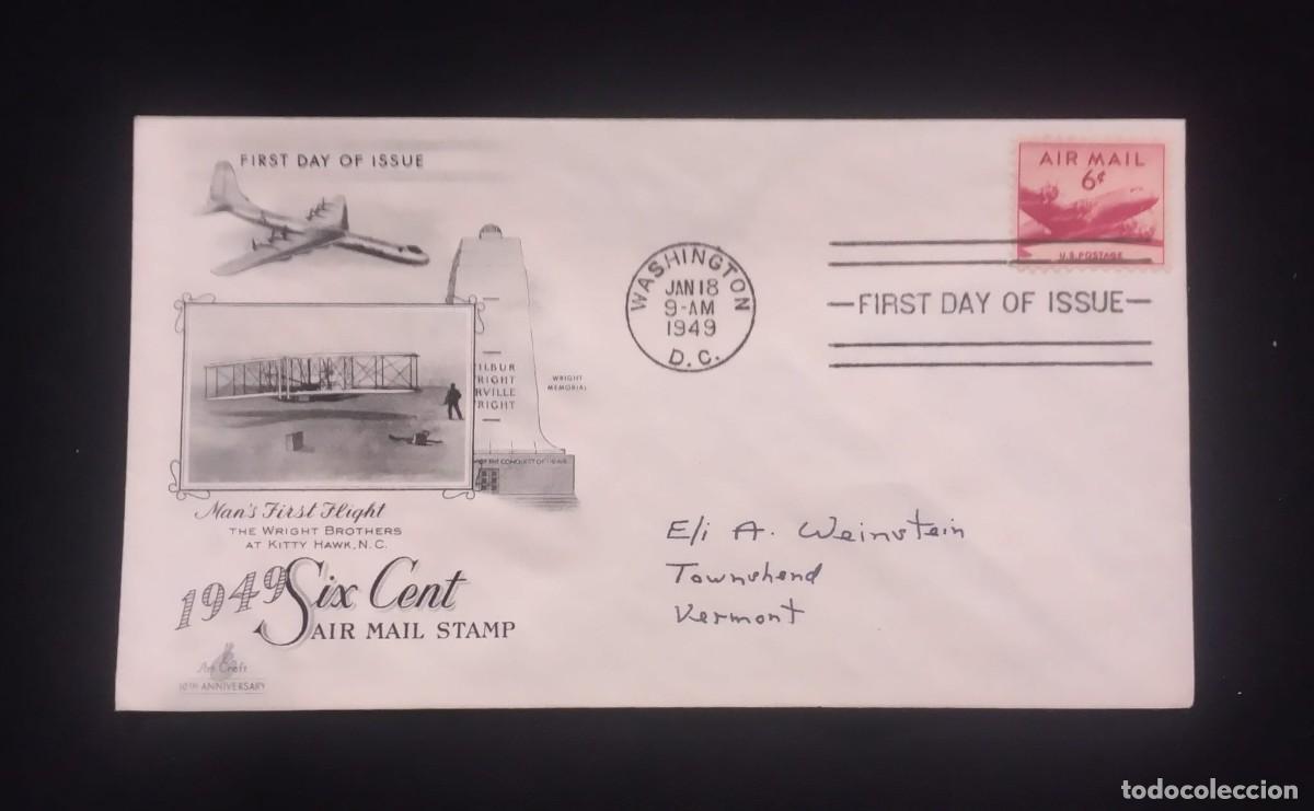 Sellos: TS) 1949 UNITED STATES, FDC,AIRMAIL, COMMEMORATES THE 10TH ANNIVERSARY OF ART CRAFT AND A FOUR-ENGIN