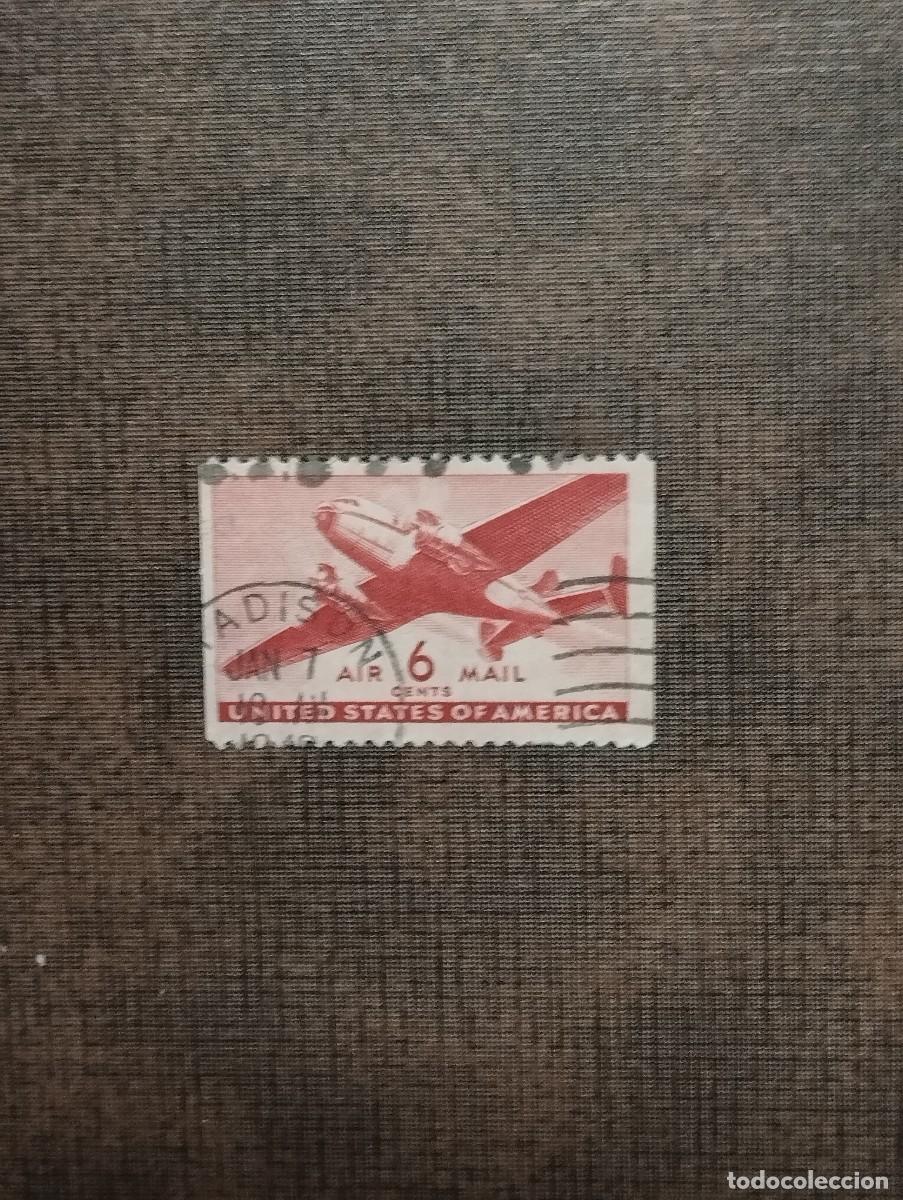 Sellos: 22/8/26. Estados Unidos. Correo a&eacute;reo. 6c en usado