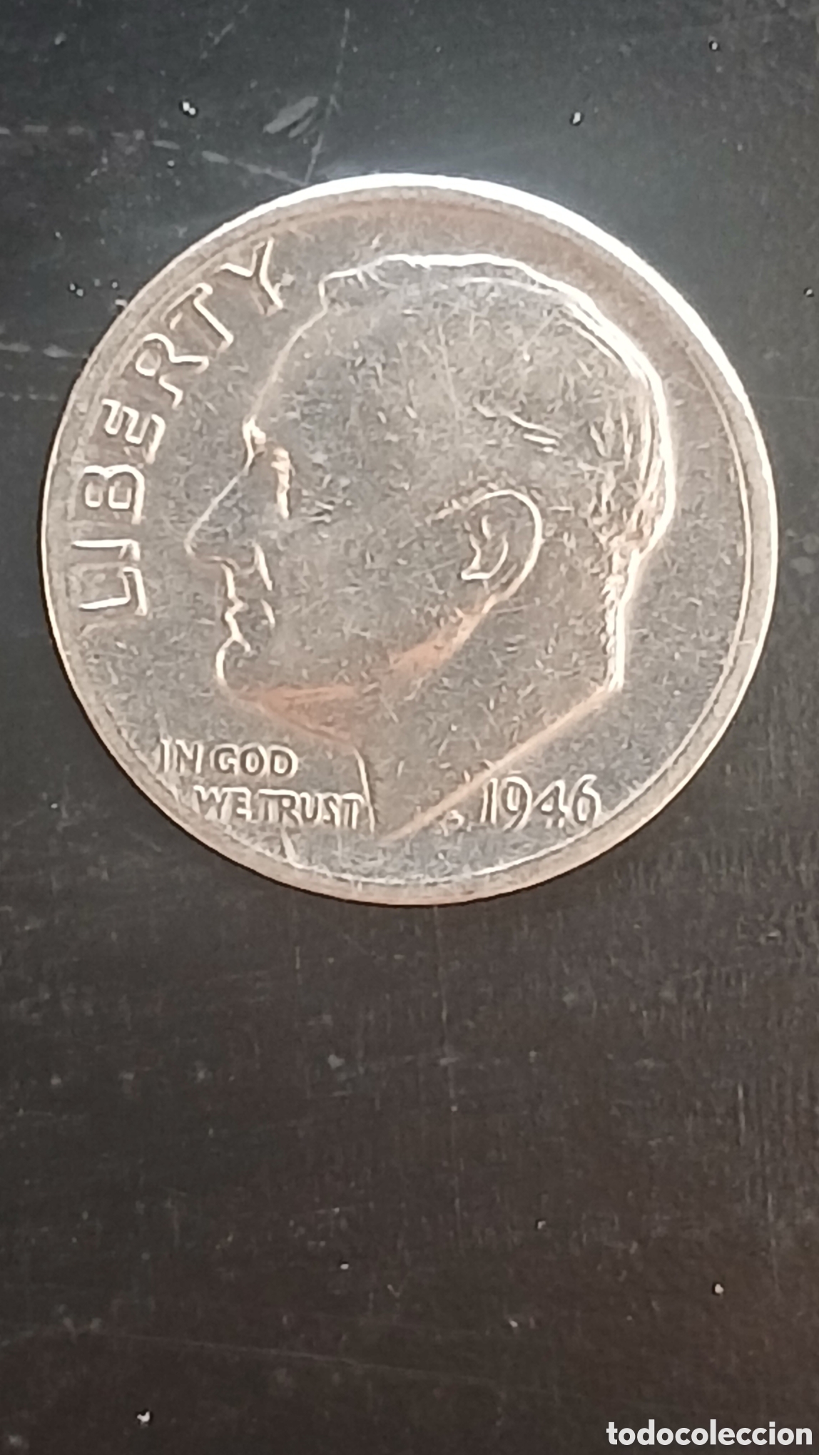 Sellos: 10 C&eacute;ntimos Roosevelt 1946 Plata 900 Estados Unidos USA Silver Dime