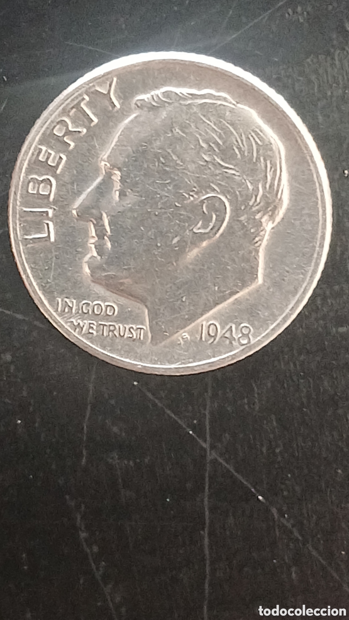 Sellos: 10 C&eacute;ntimos Roosevelt 1948 Plata 900 Estados Unidos USA Silver Dime