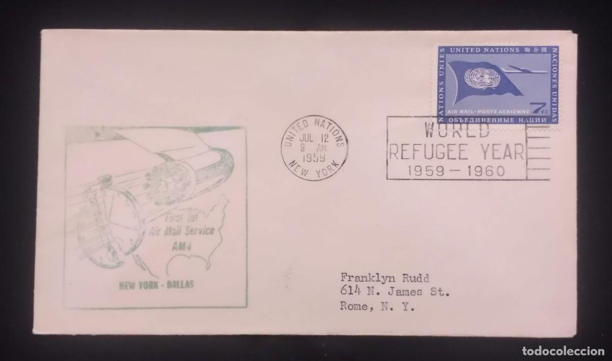Sellos: TS) 1959 UNITED STATES, CANCELLATION SLOGAN,FIRST JET CLIPPER FLIGHT NEW YORK - DALLAS.