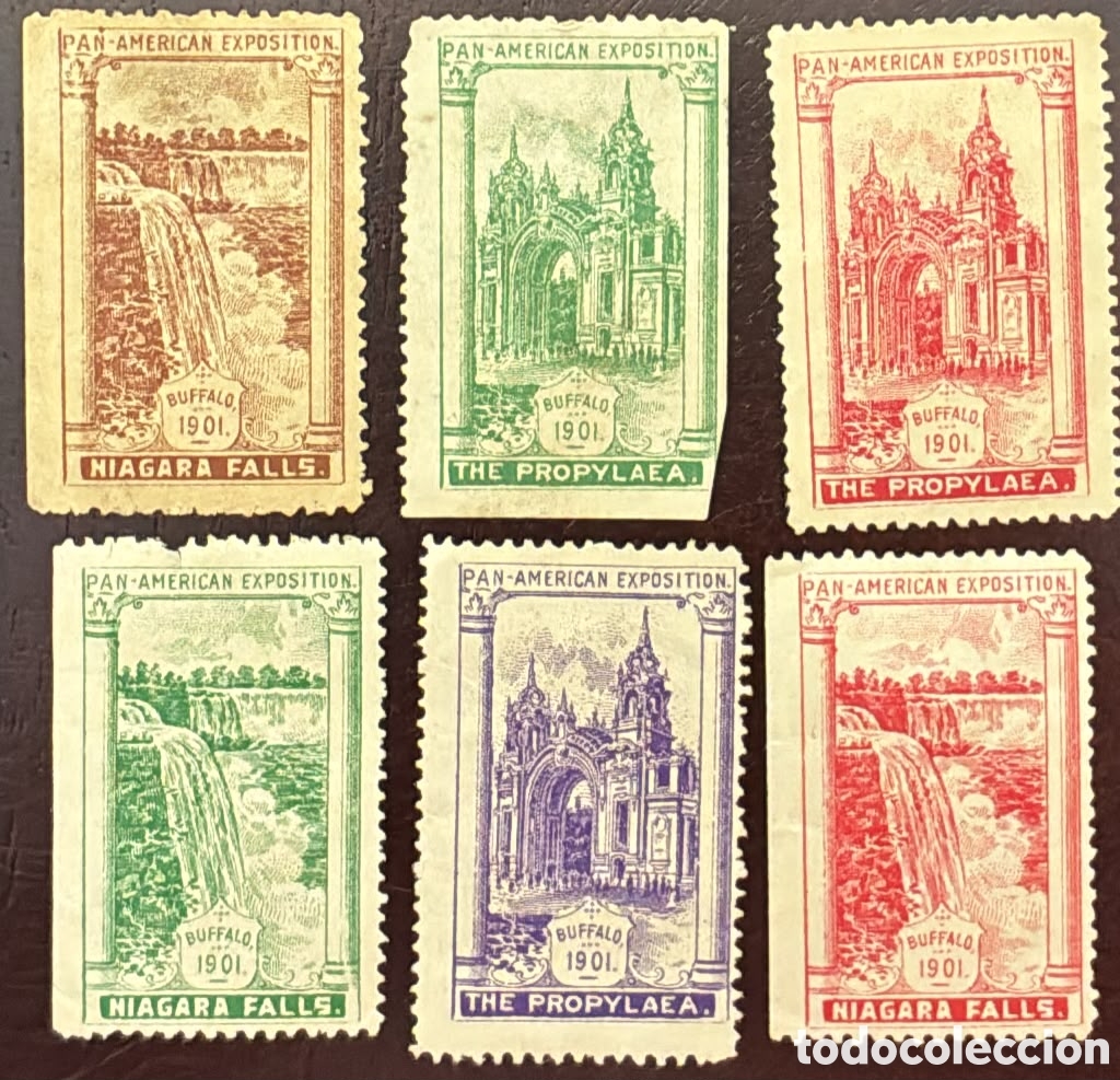 Sellos: CA) USA1901 Pan-American Exposition in Buffalo, New York. and The Propylaea&mdash;a monumental Greek-inspi