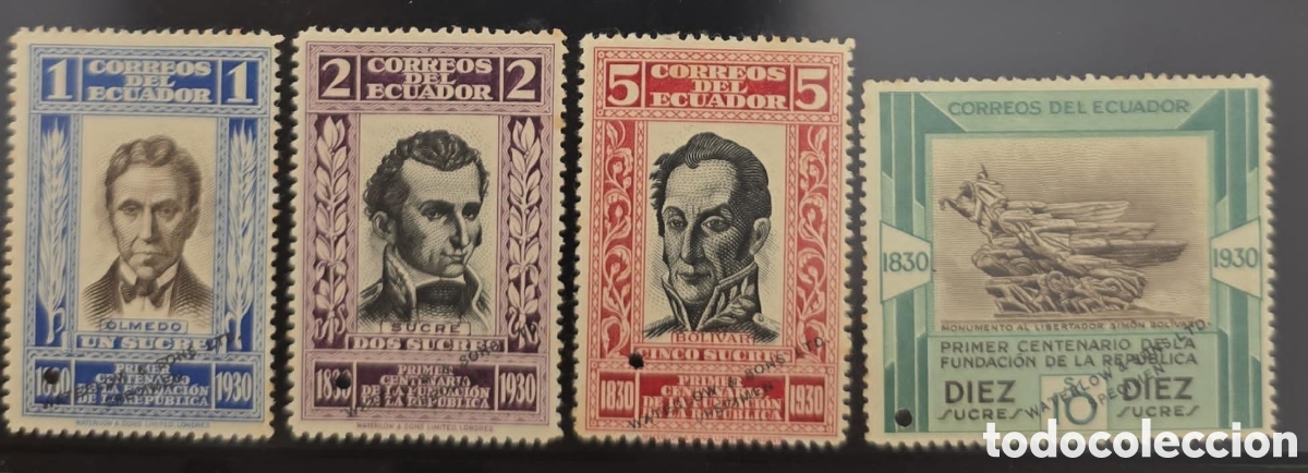 Sellos: CA)Ecuador.1930.Centenary of the Founding of the Republic of Ecuador (1830&ndash;1930) / Waterlow & Sons &rdquo;