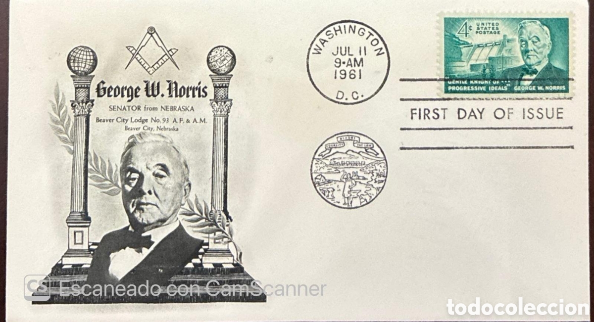Sellos: CA)United States.1961 (Senator George W. Norris commemorative stamp, issued July 11, 1961)