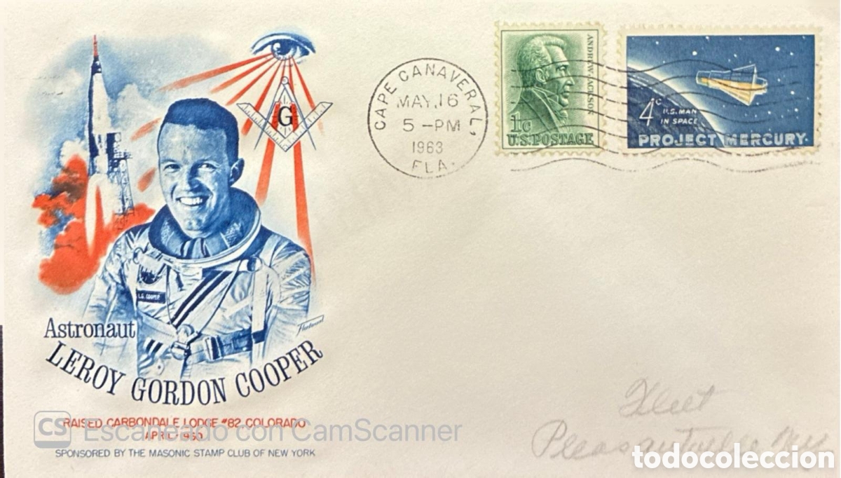 Sellos: CA)United States.1963 (Astronaut Leroy Gordon Cooper / Project Mercury cover, cancelled May 16, 1963