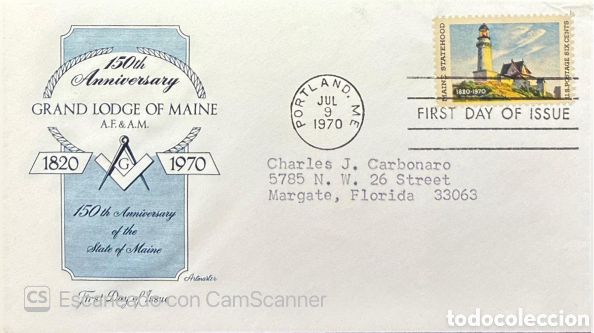 Sellos: CA)United States. 1970 (Maine Statehood 150th Anniversary stamp, issued July 9, 1970)