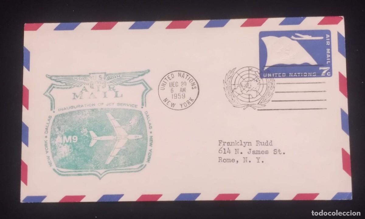 Sellos: TS) 1959 UNITED STATES, CANCELLATION STAMP, AIRMAIL INAUGURATION OF JET SERVICE DALLAS -NEW YORK.