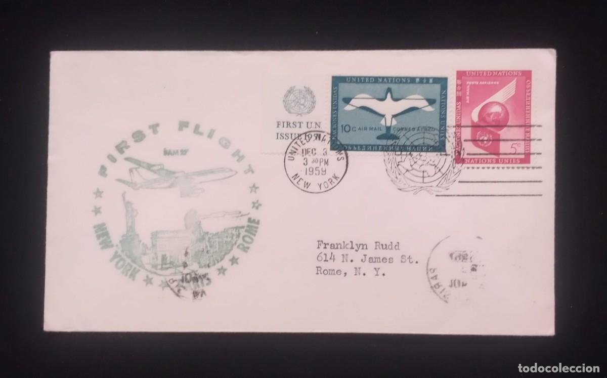 Sellos: TS) 1959 UNITED STATES,CANCELLATION STAMP,FIRST JET AIR MAIL SERVICE NEW YORK - PARIS - ROMA.