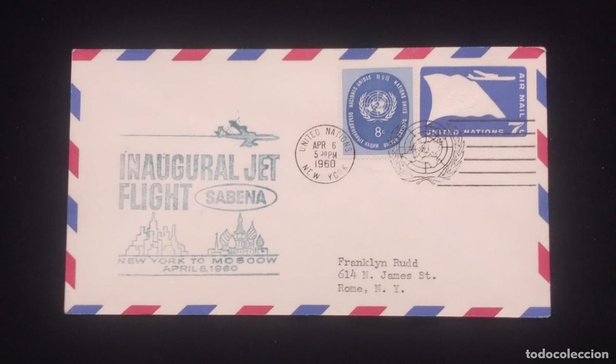 Sellos: TS) 1959 UNITED STATES,CANCELLATION STAMP,FIRST JET FLIGHT SABENA NEW YORK - MOSCOW.
